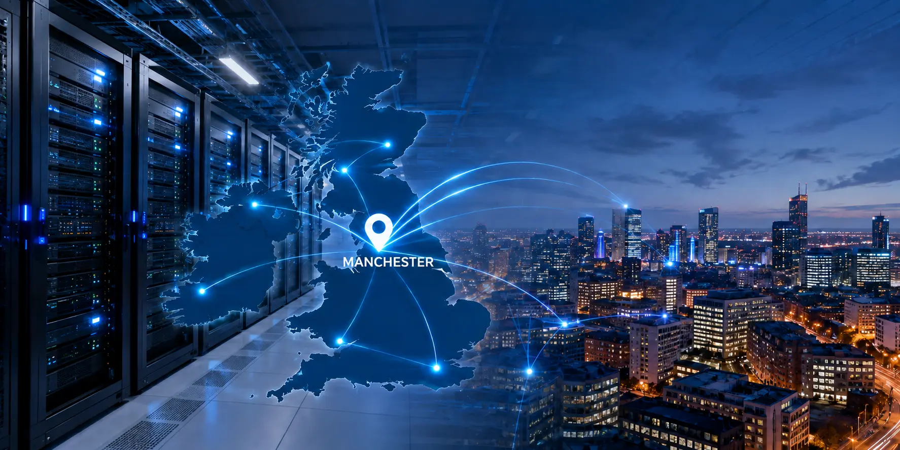 Enterprise dedicated server racks in our Manchester data centre providing low-latency UK hosting